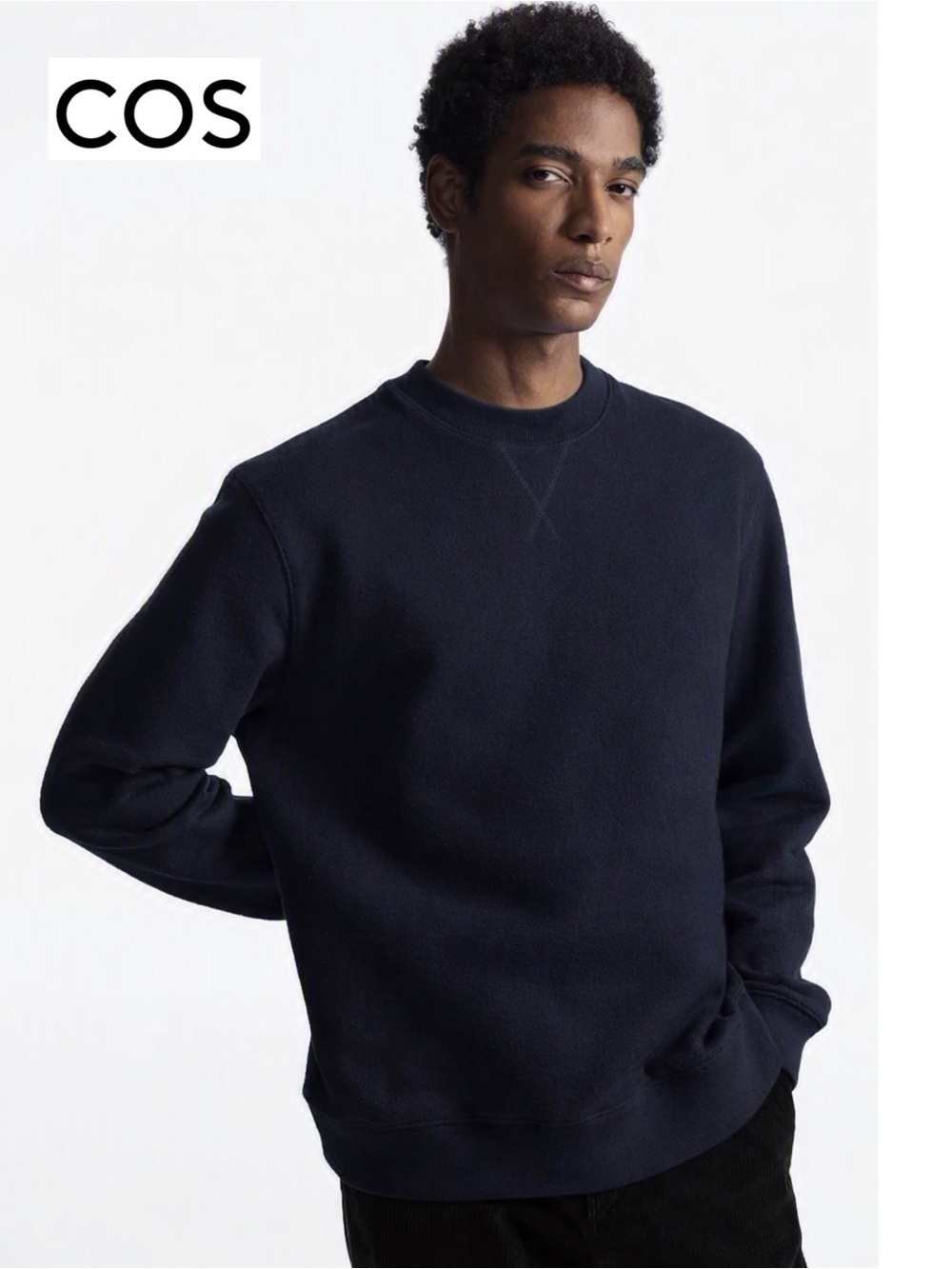 COS TEXTURED JERSEY SWEATSHIRT NAVY MEN’S L RELAXED CASUAL MINIMALIST